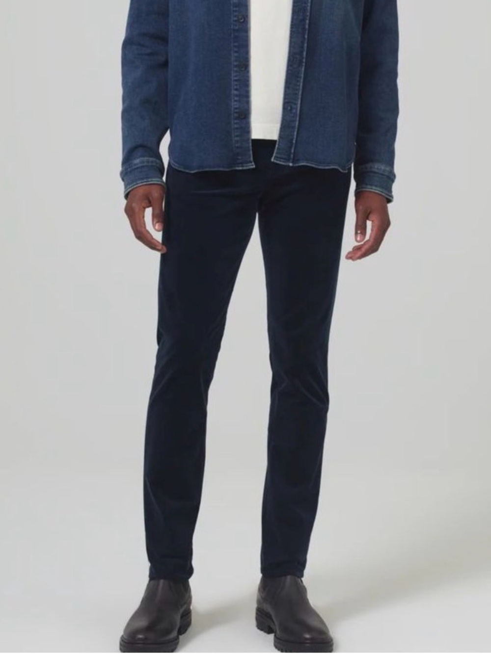 $238 NWT Citizens Of Humanity “London” Velvet Slim Pants in Navy Sz 32
